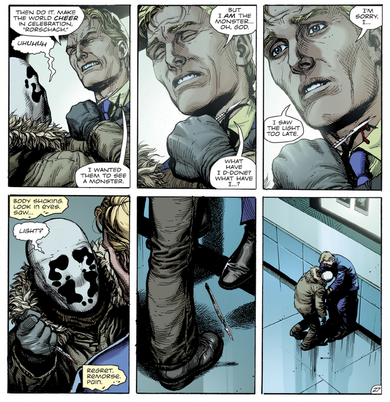 Reggie fails to stop Veidt once and for all, just as Walter Kovacs did before him.